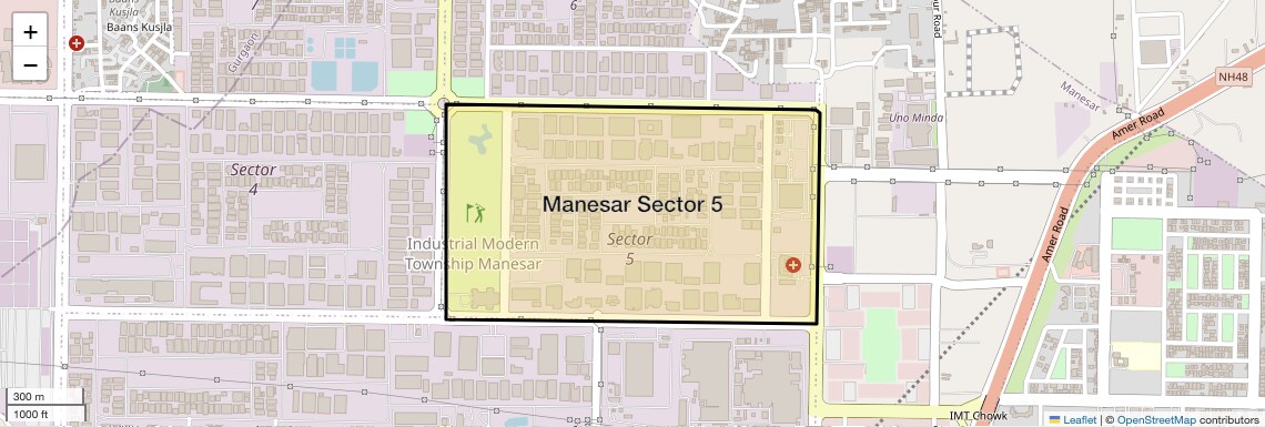 Location Map of Manesar Sector 5, Gurgaon
