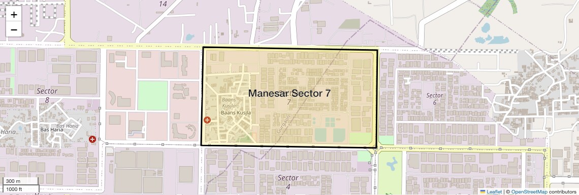 Location Map of Manesar Sector 7, Gurgaon