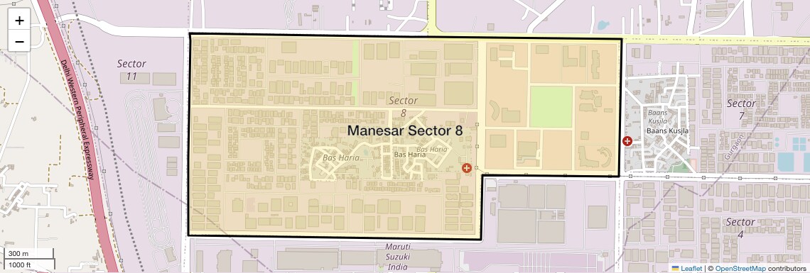 Location Map of Manesar Sector 8, Gurgaon