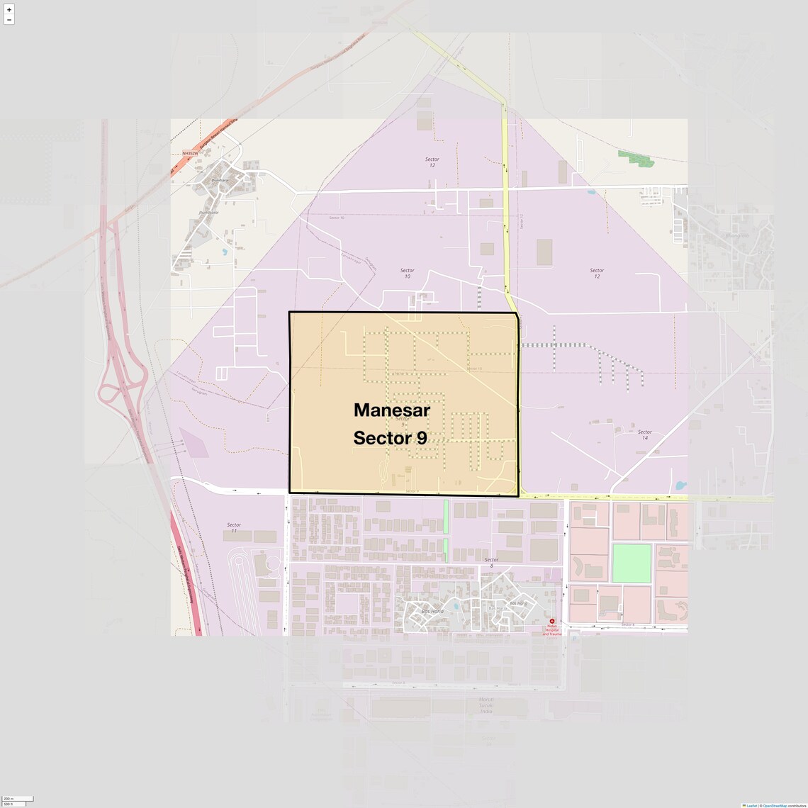 Location Map of Manesar Sector 9, Gurgaon