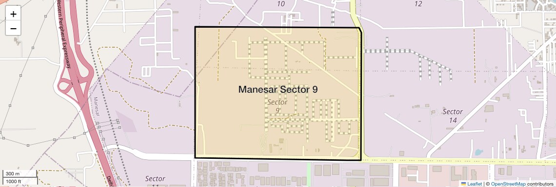 Location Map of Manesar Sector 9, Gurgaon