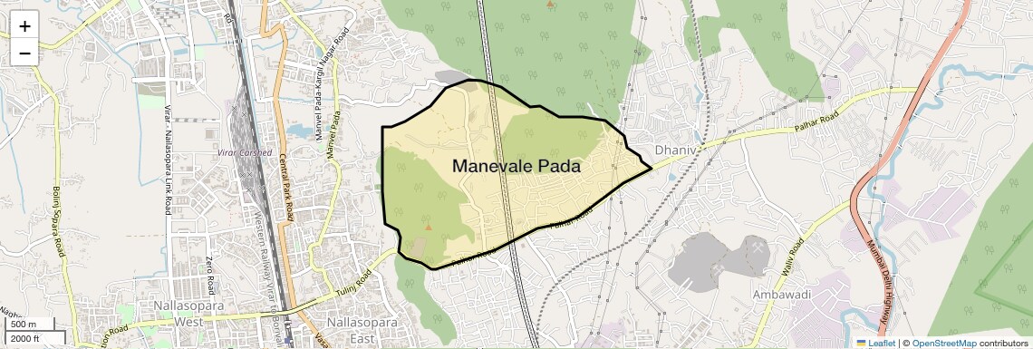 Location Map of Manevale Pada, Palghar
