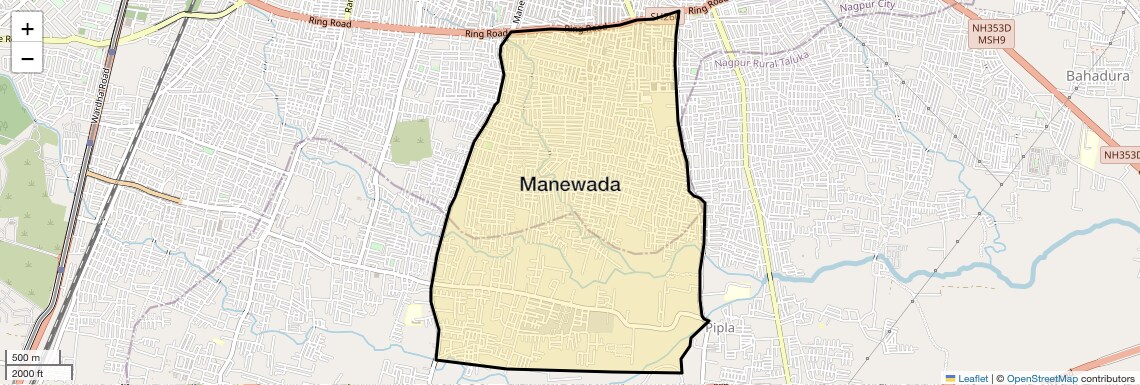 Location Map of Manewada, Nagpur