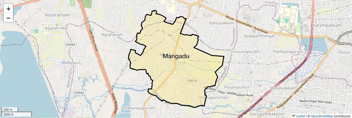 Location Map of Mangadu, Chennai