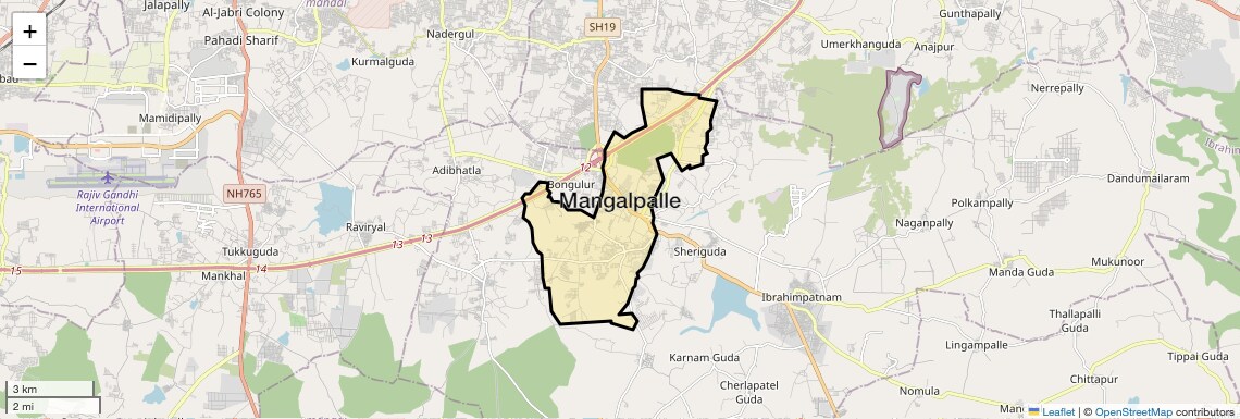 Location Map of Mangalpalle, Hyderabad