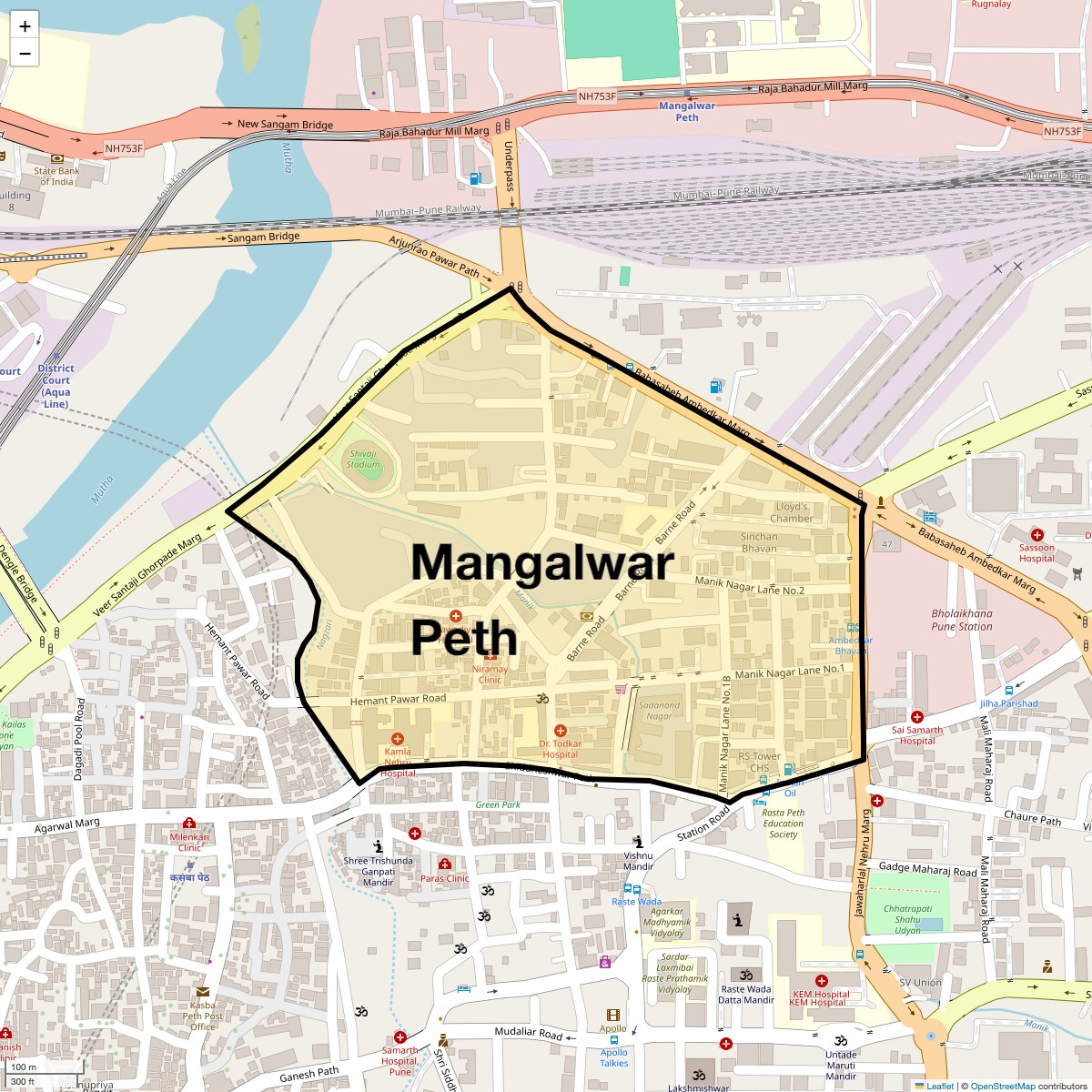 Location Map of Mangalwar Peth, Pune