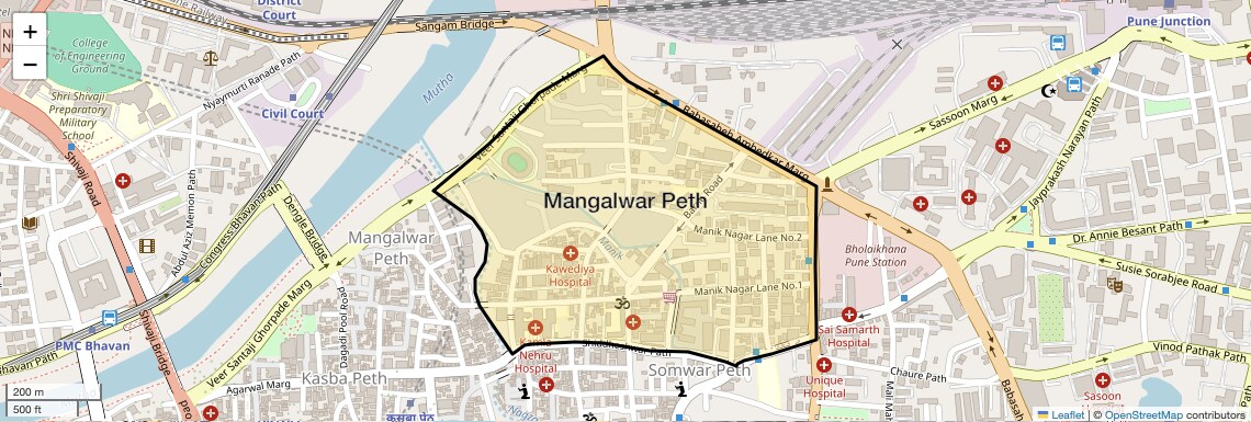 Location Map of Mangalwar Peth, Pune