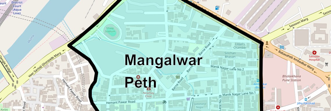 Location Map of Mangalwar Peth, Pune