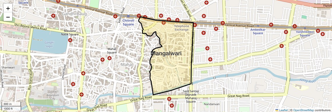 Location Map of Mangalwari, Nagpur