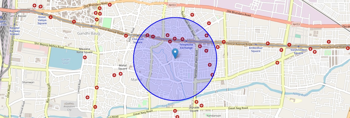 Location Map of Mangalwari, Nagpur