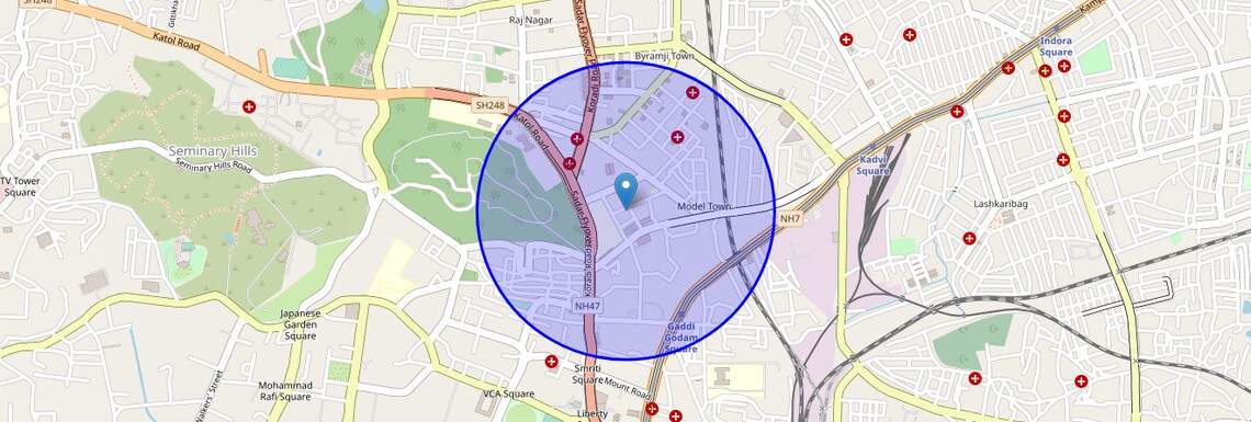 Location Map of Mangalwari Park, Nagpur