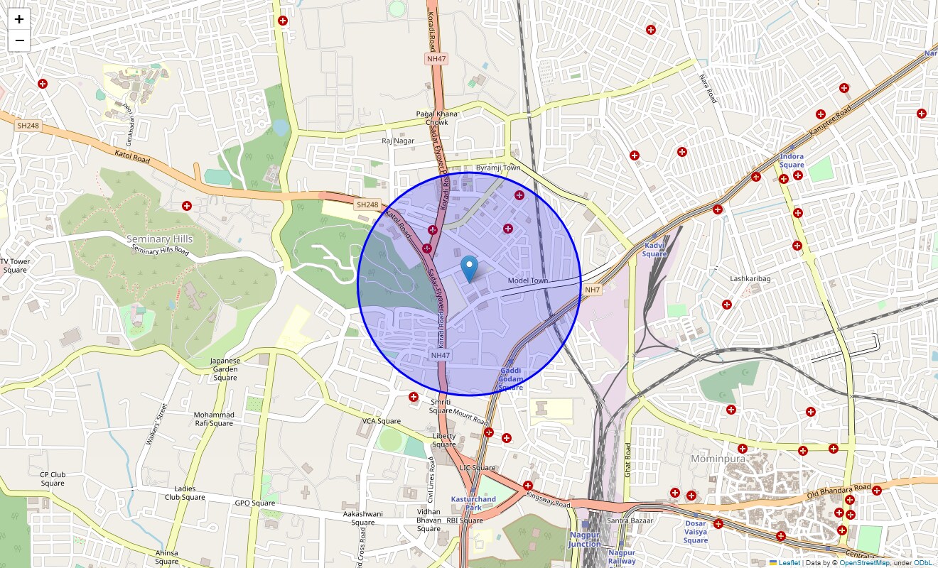 Location Map of Mangalwari Park, Nagpur