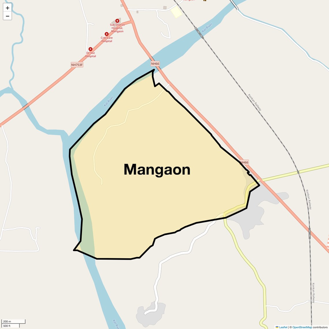 Location Map of Mangaon, Navi Mumbai