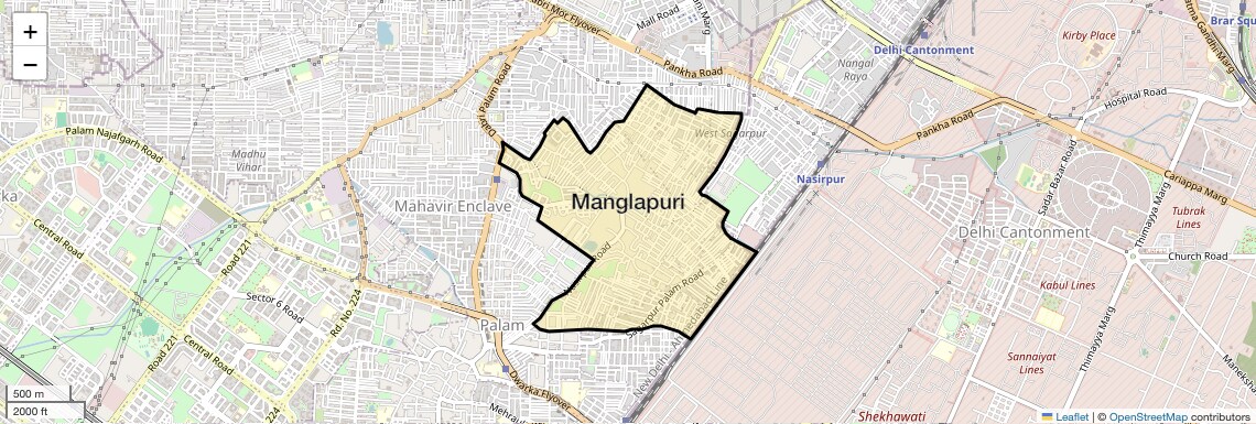 Location Map of Manglapuri, Delhi