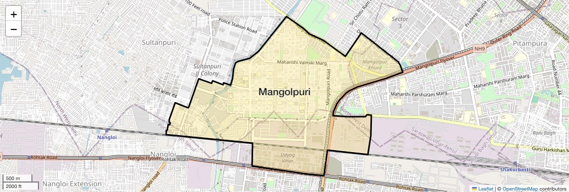 Location Map of Mangolpuri, Delhi