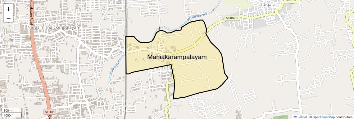 Location Map of Maniakarampalayam, Coimbatore