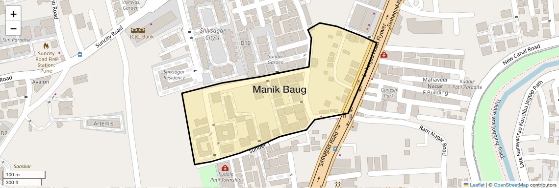 Location Map of Manik Baug, Pune
