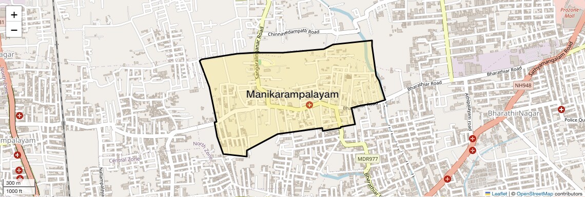 Location Map of Manikarampalayam, Coimbatore
