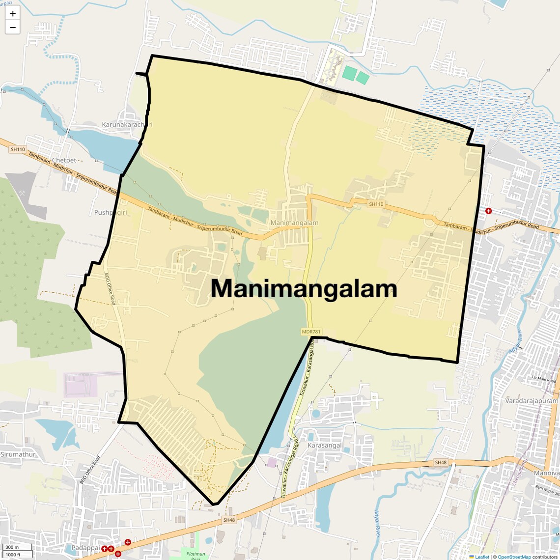 Location Map of Manimangalam, Chennai