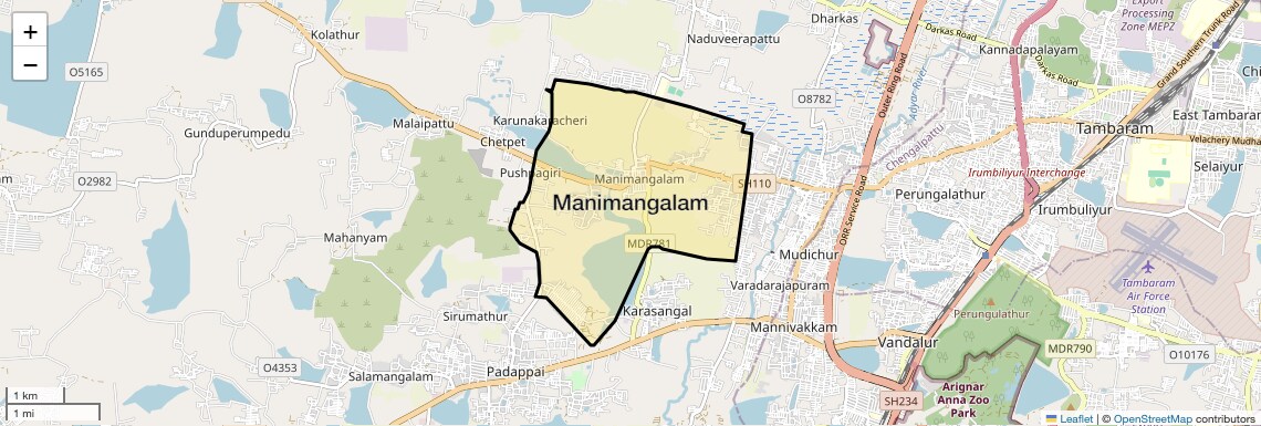 Location Map of Manimangalam, Chennai