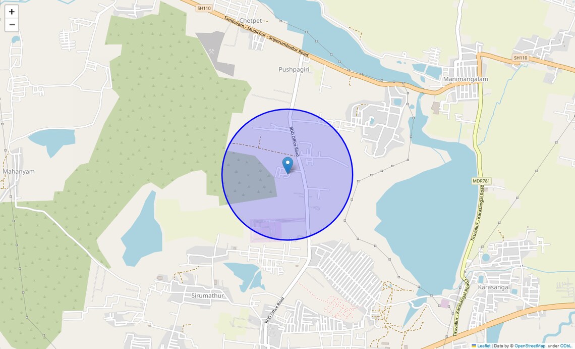Location Map of Manimangalam, Chennai