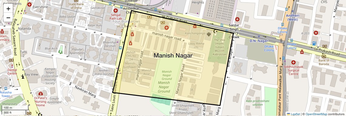Location Map of Manish Nagar, Mumbai