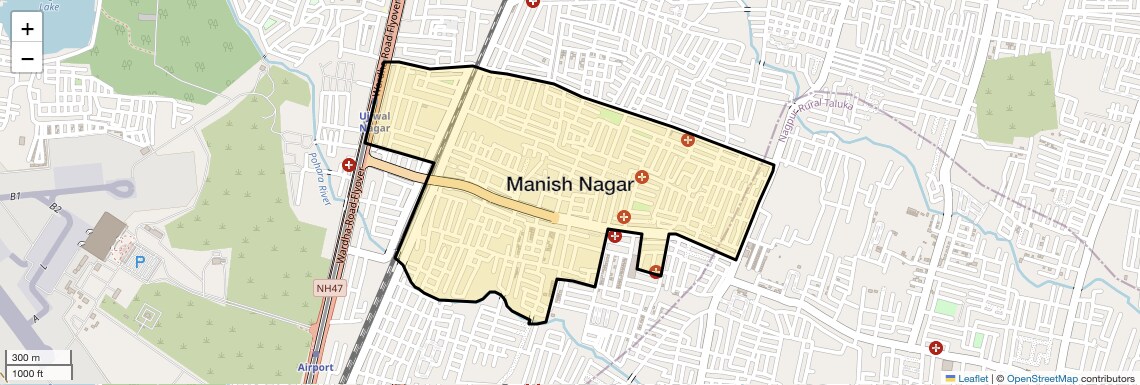 Location Map of Manish Nagar, Nagpur