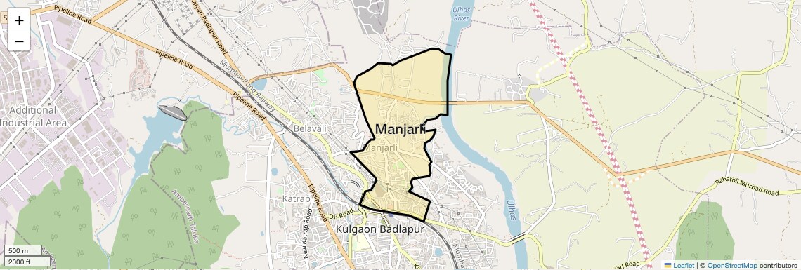 Location Map of Manjarli, Thane