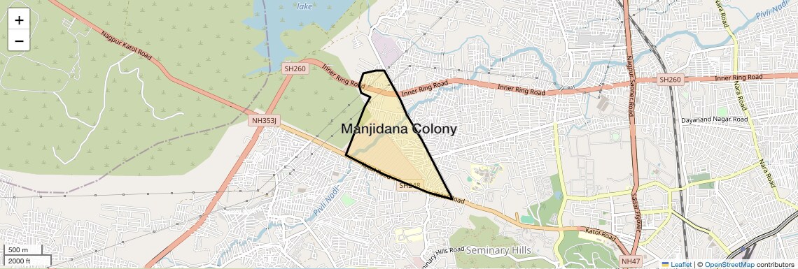 Location Map of Manjidana Colony, Nagpur