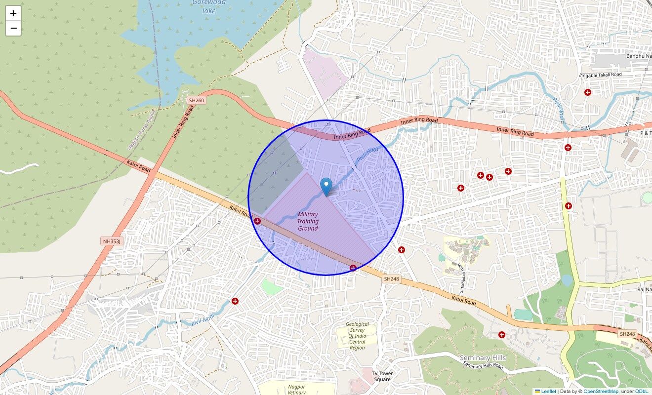 Location Map of Manjidana Colony, Nagpur