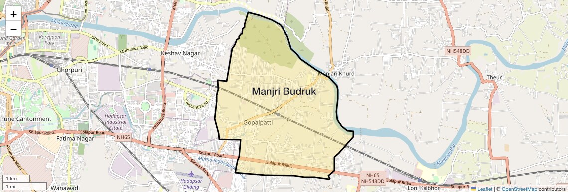 Location Map of Manjri Budruk, Pune