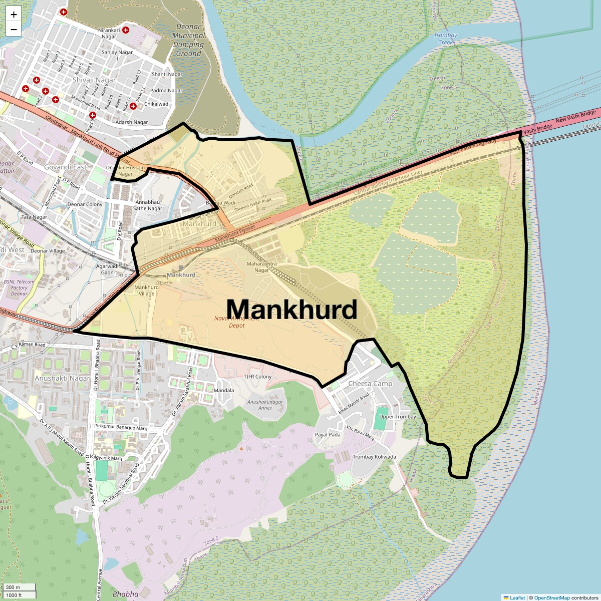 Location Map of Mankhurd, Mumbai