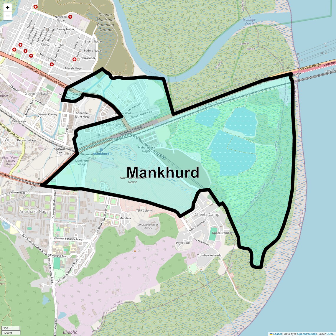 Location Map of Mankhurd, Mumbai