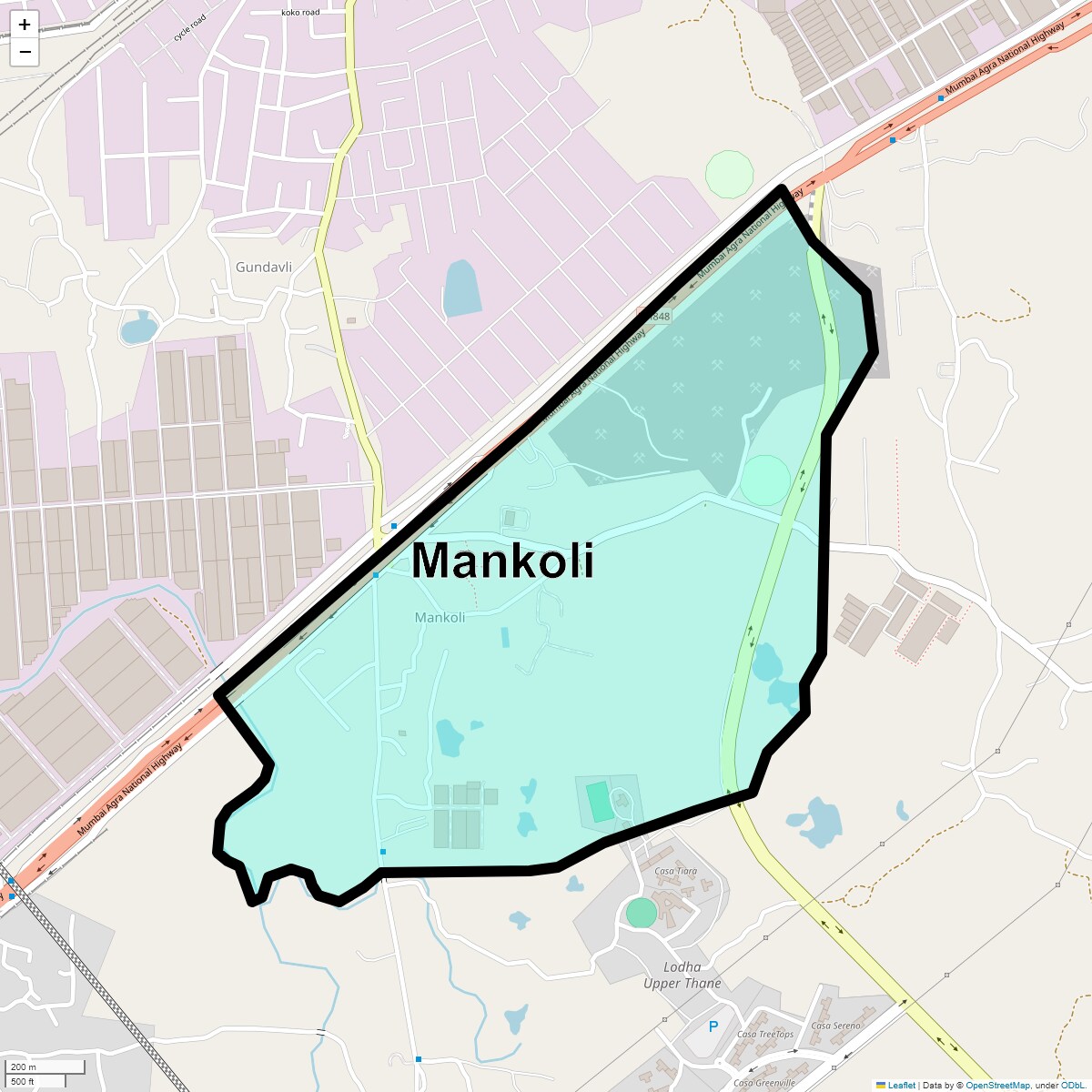 Location Map of Mankoli, Thane