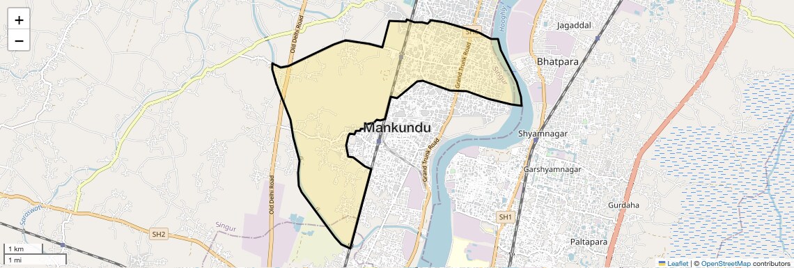 Location Map of Mankundu, Kolkata