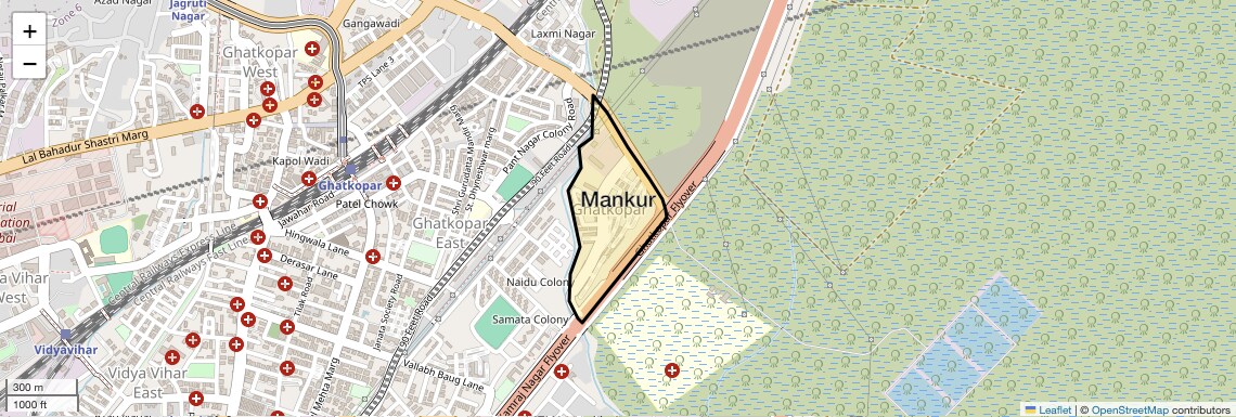Location Map of Mankur, Mumbai