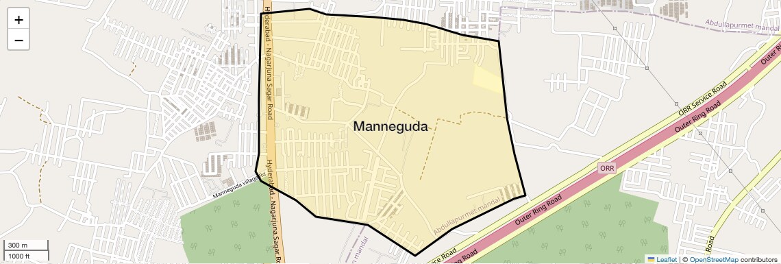 Location Map of Manneguda, Hyderabad