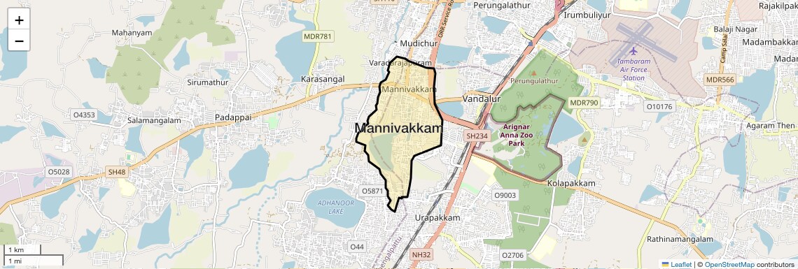 Location Map of Mannivakkam, Chennai