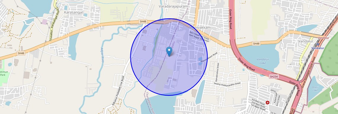 Location Map of Mannivakkam, Chennai