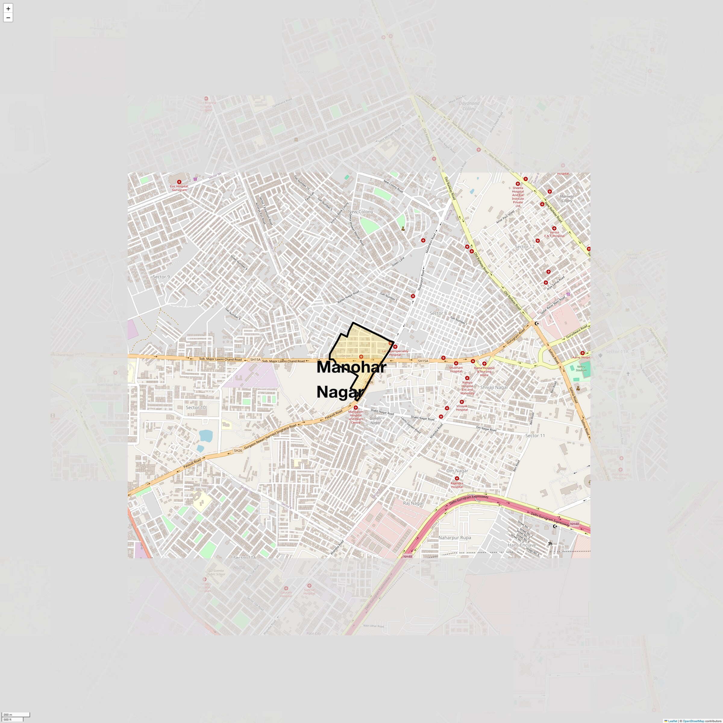 Location Map of Manohar Nagar, Gurgaon