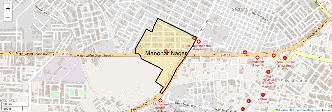 Location Map of Manohar Nagar, Gurgaon