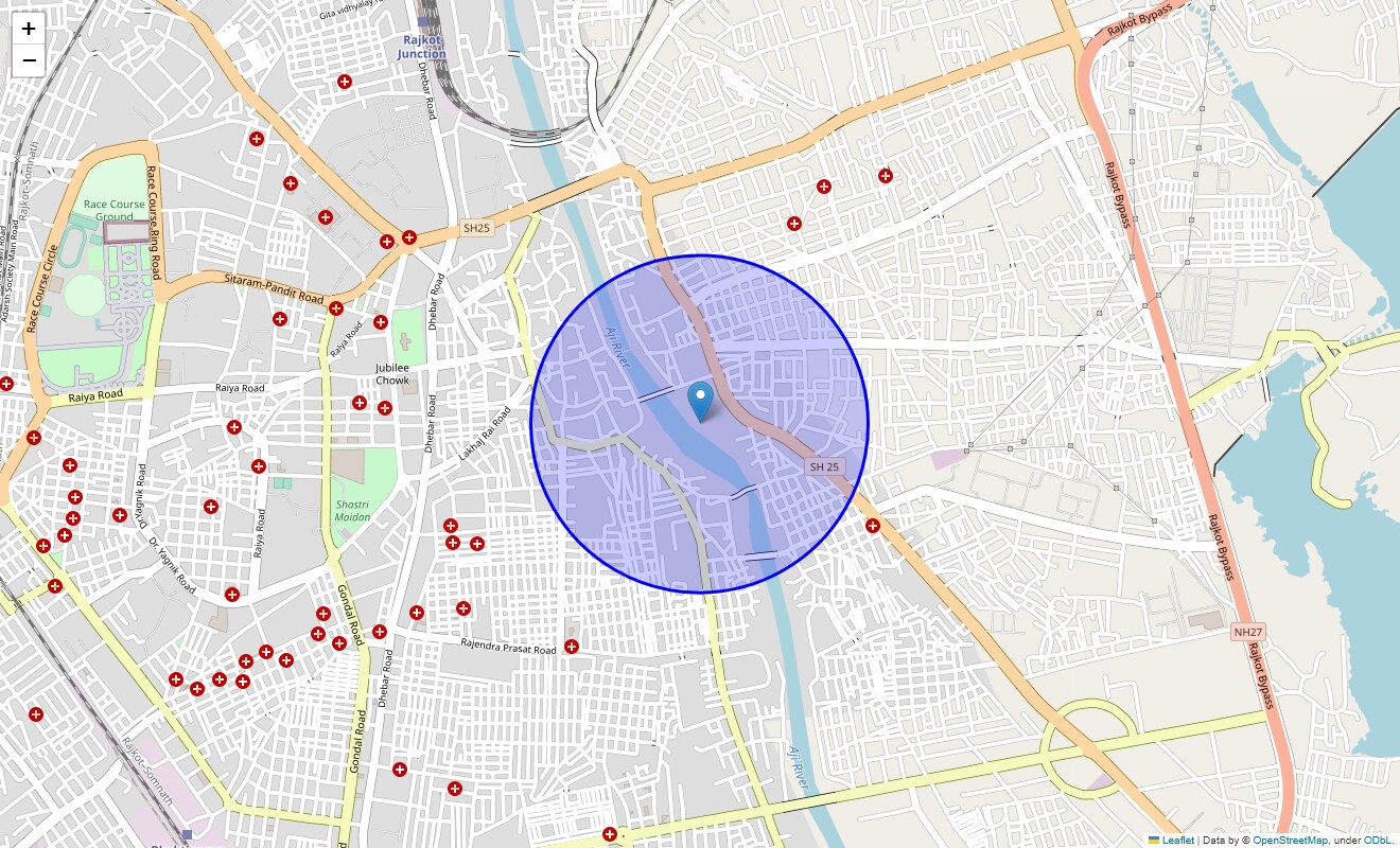 Location Map of Manohar Pura, Rajkot