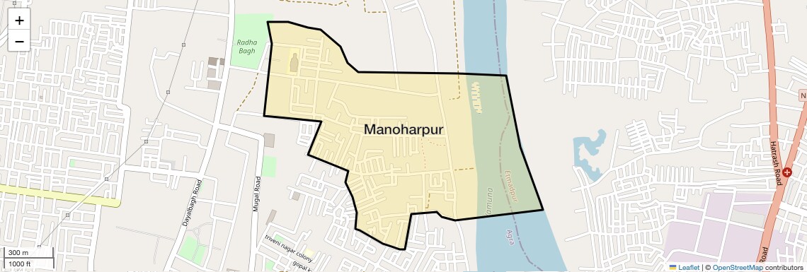 Location Map of Manoharpur, Agra