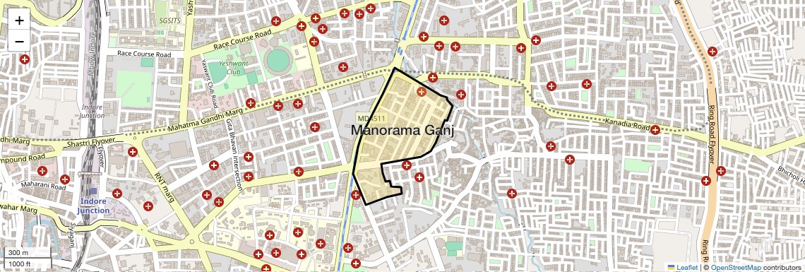 Location Map of Manorama Ganj, Indore