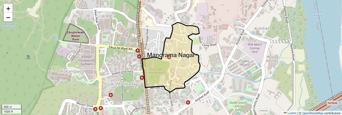 Location Map of Manorama Nagar, Thane