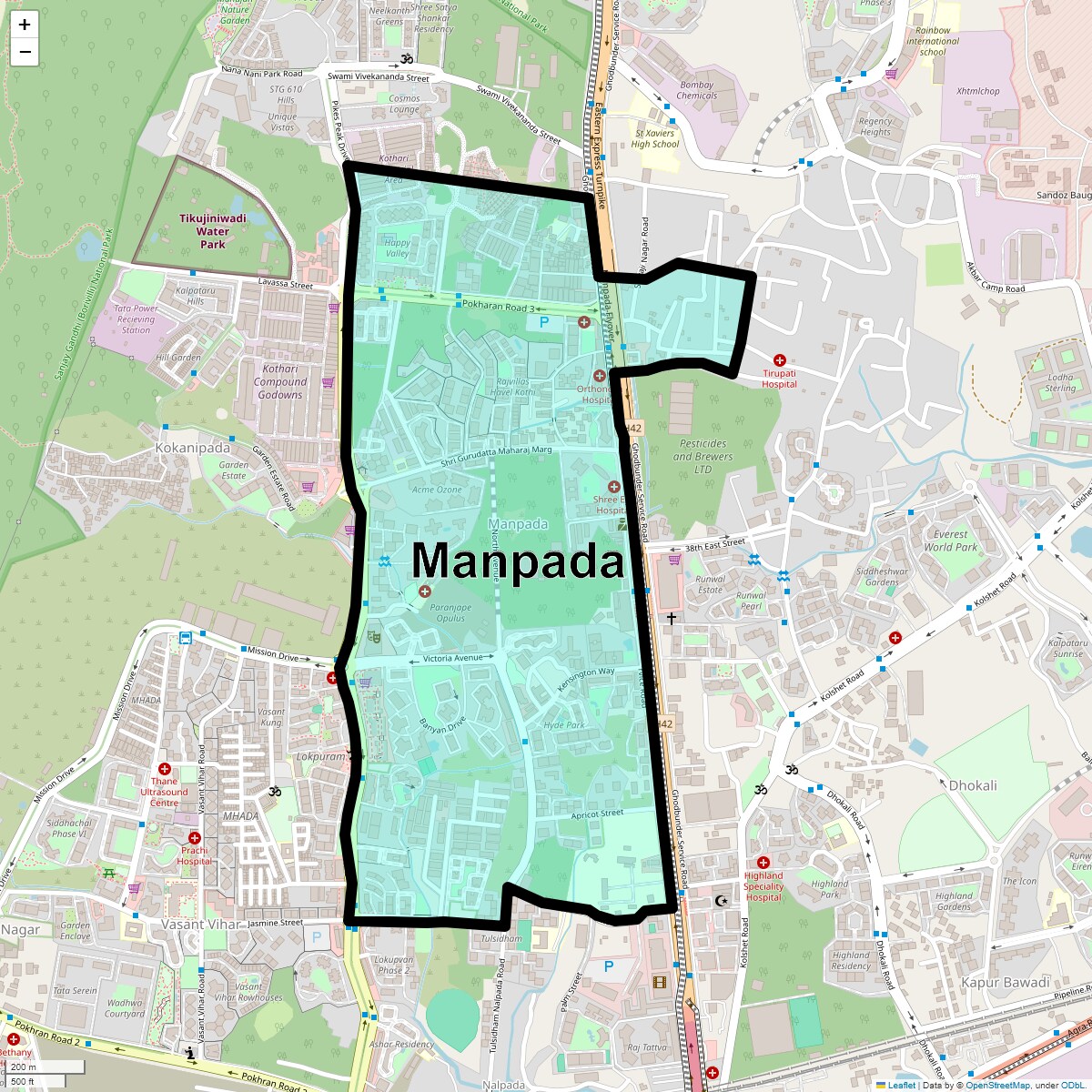 Location Map of Manpada, Thane