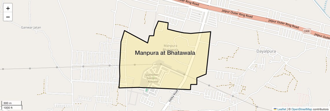 Location Map of Manpura at Bhatawala, Jaipur