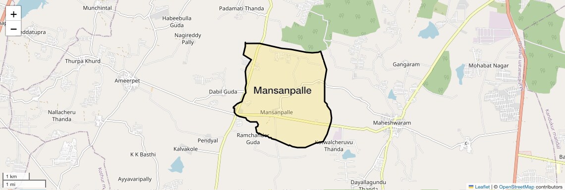 Location Map of Mansanpalle, Hyderabad