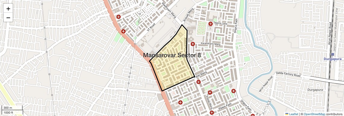 Location Map of Mansarovar Sector 8, Jaipur