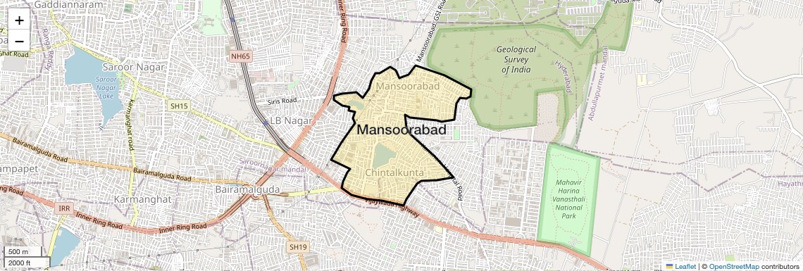 Location Map of Mansoorabad, Hyderabad
